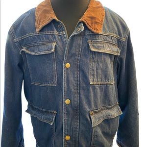 Vintage Wrangler Sherpa Lined Denim Jacket Men's XL Full Zip Blue Jean Trucker